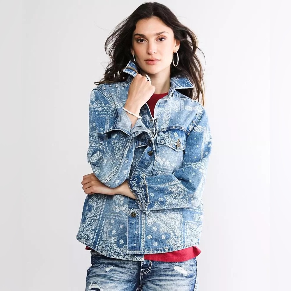 BUCKLE Rhinestone Denim Jacket NWT